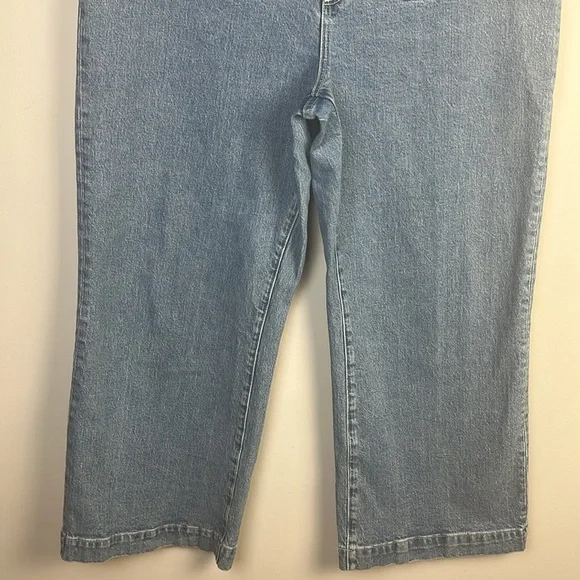 ROLLA’S High Rise Wide Leg Jeans Plus Size 34 Cotton Stretch Blue Cropped Denim - Picture 7 of 16
